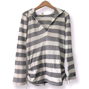 Striped Roxy Hoodie with Side Ruching